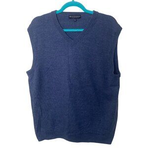 Hart Schaffner Marx Merino Wool Sweater Vest Mens XL Blue V-Neck Dress Casual Of